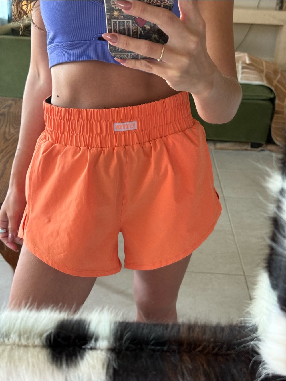 P.E Nation Bright Orange High-Rise Athletic Shorts